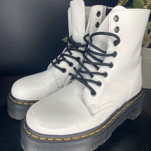 Dr. Martens White Combat Boots with Chunky Sole